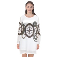 Hour Time Iron Long Sleeve Chiffon Shift Dress  by Mariart