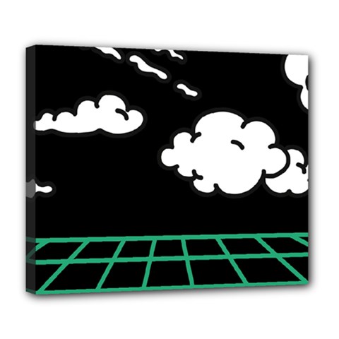 Illustration Cloud Line White Green Black Spot Polka Deluxe Canvas 24  X 20   by Mariart