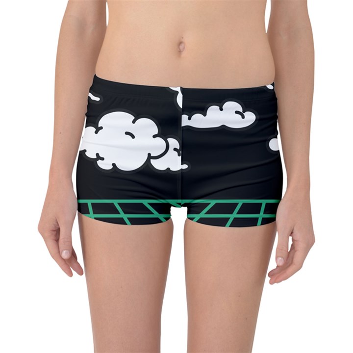 Illustration Cloud Line White Green Black Spot Polka Boyleg Bikini Bottoms