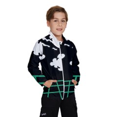 Illustration Cloud Line White Green Black Spot Polka Wind Breaker (kids) by Mariart