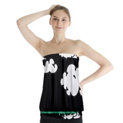 Illustration Cloud Line White Green Black Spot Polka Strapless Top by Mariart