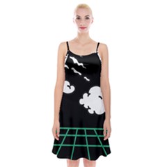 Illustration Cloud Line White Green Black Spot Polka Spaghetti Strap Velvet Dress by Mariart