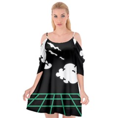 Illustration Cloud Line White Green Black Spot Polka Cutout Spaghetti Strap Chiffon Dress by Mariart