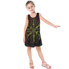 Inner Peace Star Space Rainbow Kids  Sleeveless Dress by Mariart