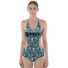 Interstellar Blog Tree Leaf Grey Cut-out One Piece Swimsuit by Mariart