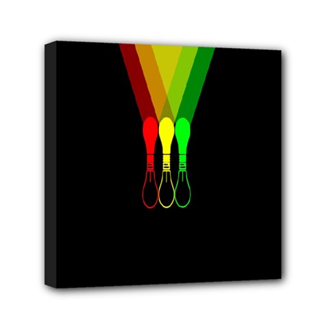 Lamp Colors Green Yellow Red Black Mini Canvas 6  X 6  by Mariart