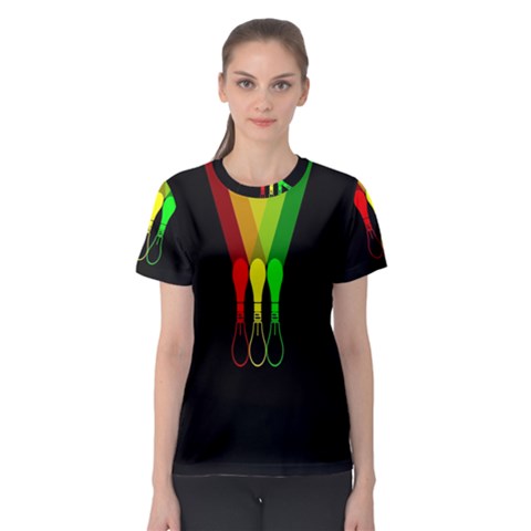 Lamp Colors Green Yellow Red Black Women s Sport Mesh Tee by Mariart