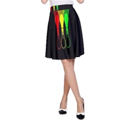 Lamp Colors Green Yellow Red Black A-line Skirt by Mariart