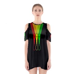 Lamp Colors Green Yellow Red Black Shoulder Cutout One Piece by Mariart