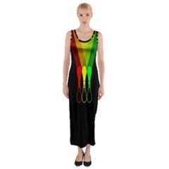 Lamp Colors Green Yellow Red Black Fitted Maxi Dress