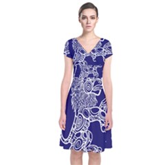 Leo Zodiac Star Short Sleeve Front Wrap Dress