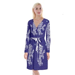 Leo Zodiac Star Long Sleeve Velvet Front Wrap Dress by Mariart