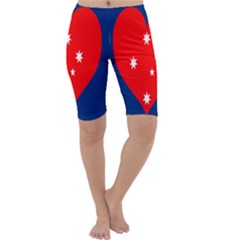 Love Heart Star Circle Polka Moon Red Blue White Cropped Leggings  by Mariart