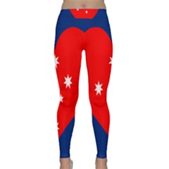 Love Heart Star Circle Polka Moon Red Blue White Classic Yoga Leggings by Mariart