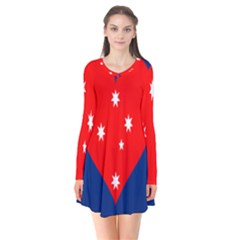 Love Heart Star Circle Polka Moon Red Blue White Flare Dress by Mariart