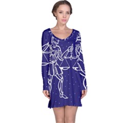 Libra Zodiac Star Long Sleeve Nightdress by Mariart