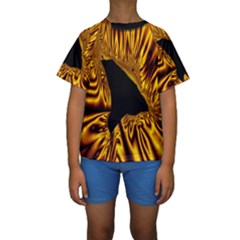 Hole Gold Black Space Kids  Short Sleeve Swimwear by Mariart