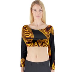 Hole Gold Black Space Long Sleeve Crop Top by Mariart