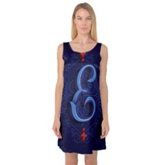 Marquis Love Dope Lettering Blue Red Alphabet E Sleeveless Satin Nightdress by Mariart