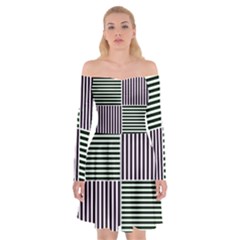 Mccollough Test Image Colour Effec Line Off Shoulder Skater Dress by Mariart