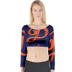 Marquis Love Dope Lettering Blue Red Orange Alphabet P Long Sleeve Crop Top by Mariart