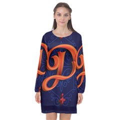 Marquis Love Dope Lettering Blue Red Orange Alphabet P Long Sleeve Chiffon Shift Dress  by Mariart