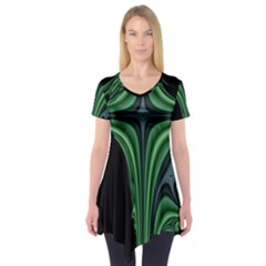 Line Light Star Green Black Space Short Sleeve Tunic  by Mariart