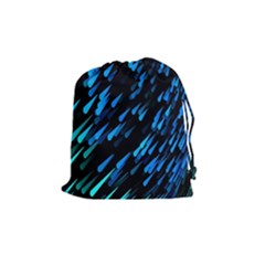 Meteor Rain Water Blue Sky Black Green Drawstring Pouches (medium)  by Mariart