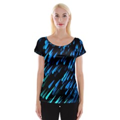 Meteor Rain Water Blue Sky Black Green Women s Cap Sleeve Top by Mariart