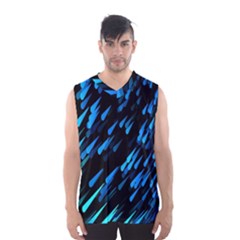 Meteor Rain Water Blue Sky Black Green Men s Basketball Tank Top by Mariart