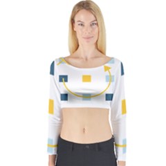 Plaid Arrow Yellow Blue Key Long Sleeve Crop Top by Mariart