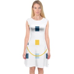 Plaid Arrow Yellow Blue Key Capsleeve Midi Dress by Mariart