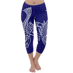 Pisces Zodiac Star Capri Winter Leggings  by Mariart