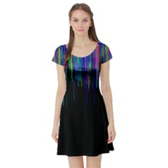 Rain Color Paint Rainbow Short Sleeve Skater Dress by Mariart