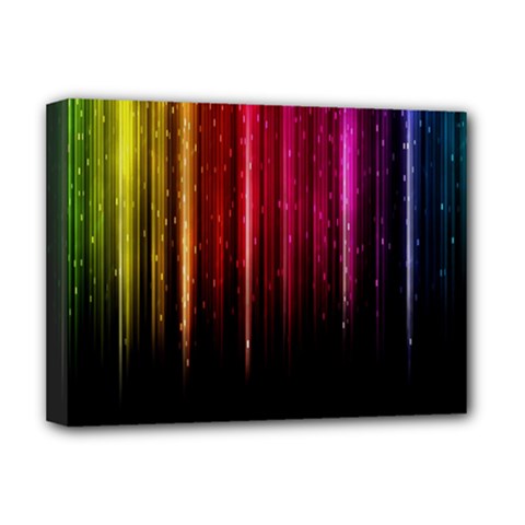 Rain Color Rainbow Line Light Green Red Blue Gold Deluxe Canvas 16  X 12  