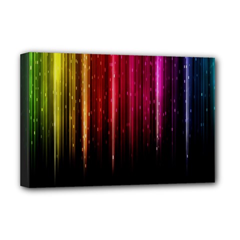 Rain Color Rainbow Line Light Green Red Blue Gold Deluxe Canvas 18  X 12   by Mariart