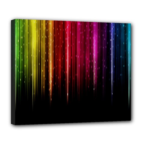 Rain Color Rainbow Line Light Green Red Blue Gold Deluxe Canvas 24  X 20   by Mariart