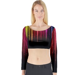 Rain Color Rainbow Line Light Green Red Blue Gold Long Sleeve Crop Top by Mariart