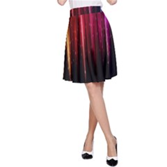 Rain Color Rainbow Line Light Green Red Blue Gold A-line Skirt by Mariart