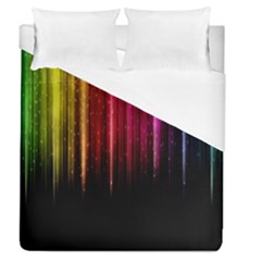 Rain Color Rainbow Line Light Green Red Blue Gold Duvet Cover (queen Size) by Mariart