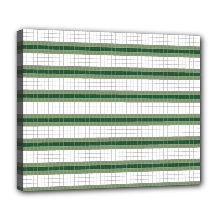 Plaid Line Green Line Horizontal Deluxe Canvas 24  x 20  