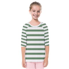 Plaid Line Green Line Horizontal Kids  Quarter Sleeve Raglan Tee