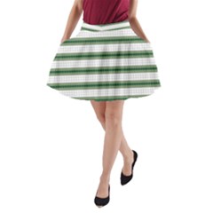 Plaid Line Green Line Horizontal A-line Pocket Skirt by Mariart