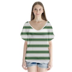 Plaid Line Green Line Horizontal Flutter Sleeve Top by Mariart