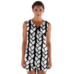 Ropes White Black Line Wrap Front Bodycon Dress by Mariart