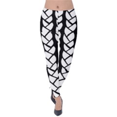 Ropes White Black Line Velvet Leggings by Mariart