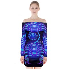 Sign Scorpio Zodiac Long Sleeve Off Shoulder Dress by Mariart