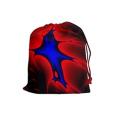 Space Red Blue Black Line Light Drawstring Pouches (large)  by Mariart