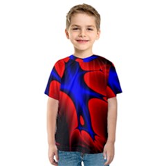 Space Red Blue Black Line Light Kids  Sport Mesh Tee