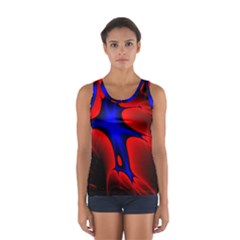 Space Red Blue Black Line Light Women s Sport Tank Top  by Mariart